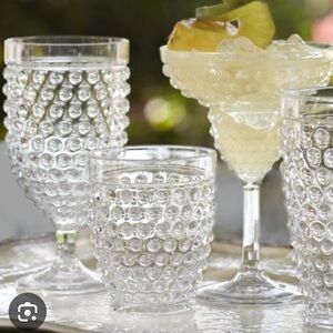 Pottery Barn Hobnail Drinking Goblets set of 3 patio drink ware plastic vintage
